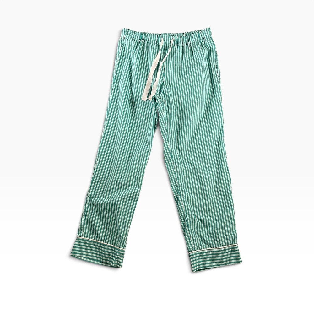 J.Crew Green White Striped Cropped Cotton Pajama Pants AS448 Womens Size Small